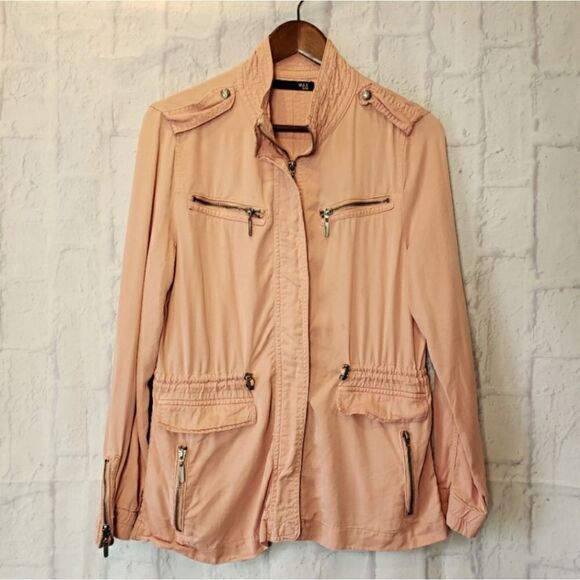 MAX JEANS Zip Front Utility Jacket Muted Peach Small - Picture 1 of 11